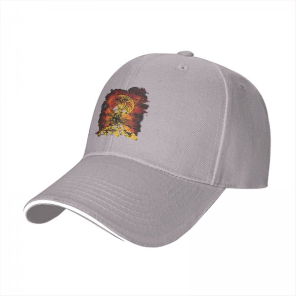 Black Baseball Cap With Mushroom Cloud Explosion Graphic Print