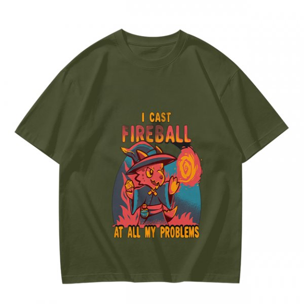 I Cast Fireball At All My Problems Dragon Wizard T-Shirt