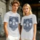 Olive T-shirt with Straw Hat Pirates Wanted Pirate Emblem Print
