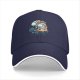 Black baseball cap with tangled orange cat and yarn it graphic