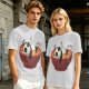 Olive green t-shirt with a panda relaxing in a steaming ramen bowl print