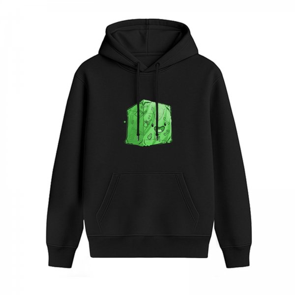 Black hoodie with cute green cube slime graphic