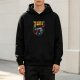 Black hoodie with retro pew pew fighters space gun graphic