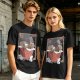Olive t-shirt with playful kittens in takeout noodle box graphic