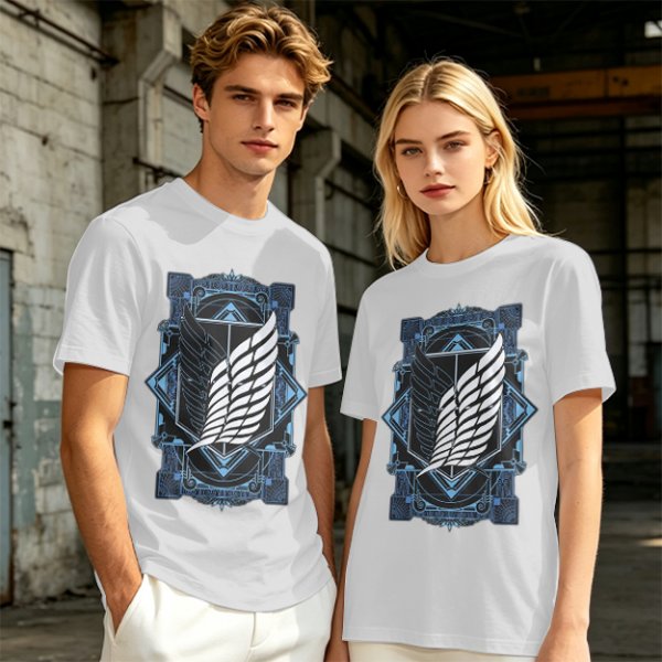 Olive T-Shirt With Attack on Titan Survey Corps Wings Print