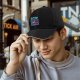 Black Baseball Cap With Cyberpunk Neon Samurai Graphic