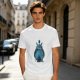 Olive Green T-Shirt With Blue Totoro Inspired Graphic Print