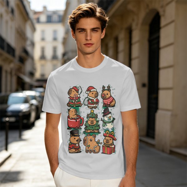 Christmas Capybara Characters Graphic T-Shirt