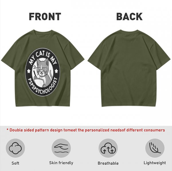 My Cat Is My Pspsychologist Funny Graphic T-Shirt