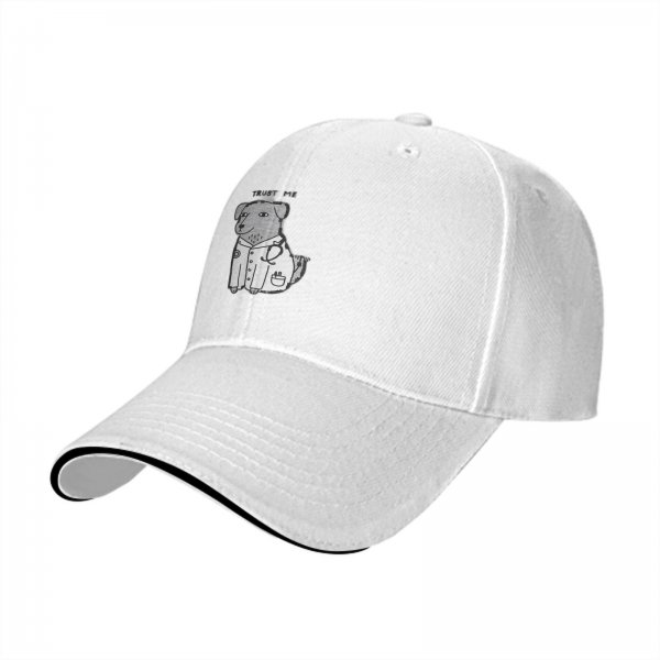 Black baseball cap with cartoon dog doctor graphic