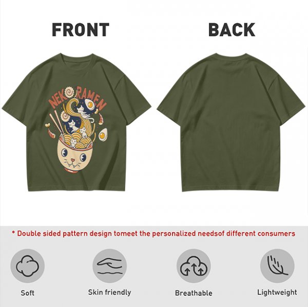 Neko Ramen Cat Bowl Graphic T-Shirt Design