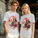 Olive T-Shirt with Halloween Axolotl Candy Corn Art