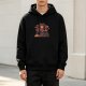 Black hoodie with a grumpy bear holding a mug and smoke design