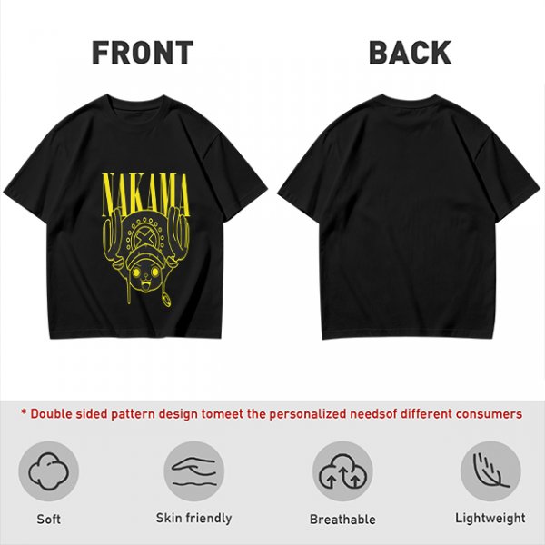 Olive Anime T-Shirt Featuring Chopper and Nakama Text