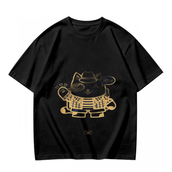 Olive Green T-Shirt With Stylish Cat Graphic Print