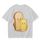 Olive T-Shirt With Cute Cartoon Bread And Butter Graphic