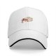 Black baseball cap with a cat peeking out of a blanket graphic