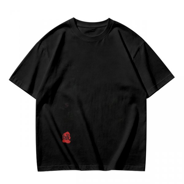 Oversized Olive Green T-Shirt with Red Stamp Detail