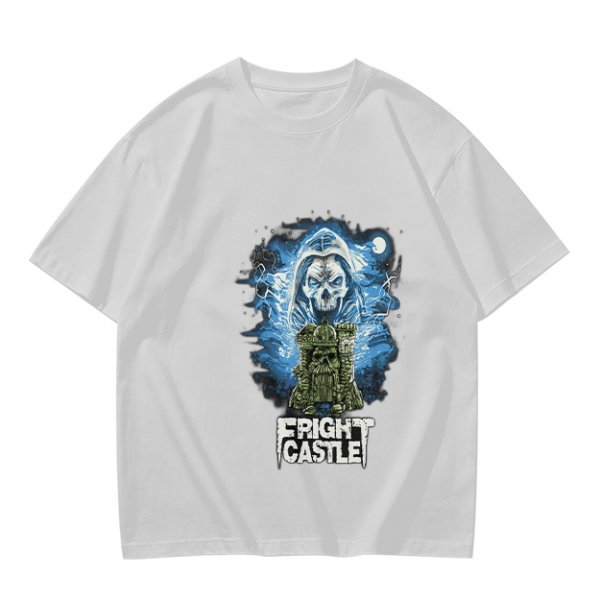 Olive T-Shirt with Fright Castle Skull Ghost Graphic