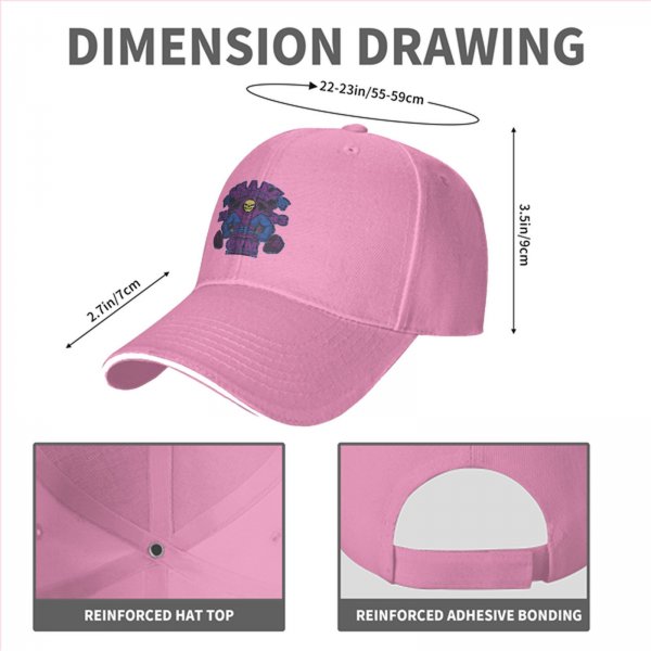 Black baseball cap with Skeletor Snake Mountain Gym graphic