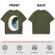 Olive T-Shirt with Crescent Moon London Skyline Flying Figures Print