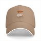 Black baseball cap with a white cat wearing a jack-o'-lantern and happy text