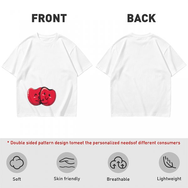 Olive green t-shirt with cute hugging red beans graphic