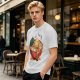 Olive T-Shirt With Cute Ramen Bowl Graphic Print