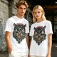 Olive Green Swordsman Skull Graphic Short Sleeve T-Shirt