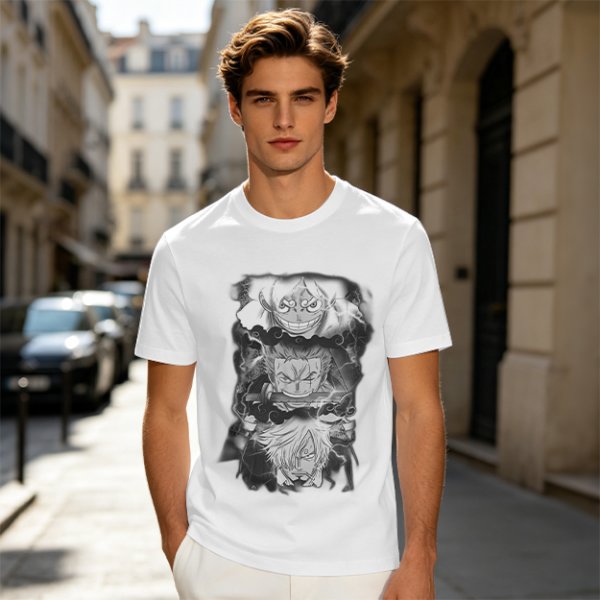 One Piece Straw Hat Crew Monochrome Graphic T-Shirt