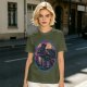 Olive T-Shirt Featuring Stylized Night Dragon In Swirling Oval Art