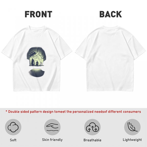 Olive T-Shirt With Skull Silhouette Print Featuring Forest Spirits