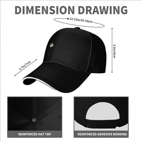 Black Baseball Cap With Small Sloth Face Graphic