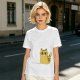 Olive Green T-Shirt With Surprised Yellow Tabby Cat Graphic
