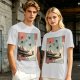 Olive T-Shirt with Ukiyo-e Style Ninja Temple Print