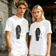 Olive t-shirt with skeleton running from starry coffin graphic