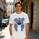 Olive T-Shirt With Blue Fantasy Animal Heads Graphic Print