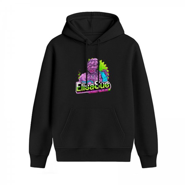 Black graphic hoodie with ElisaSue neon art print