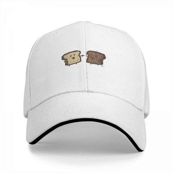Black Baseball Cap With Cute Bread Slice Friends Graphic
