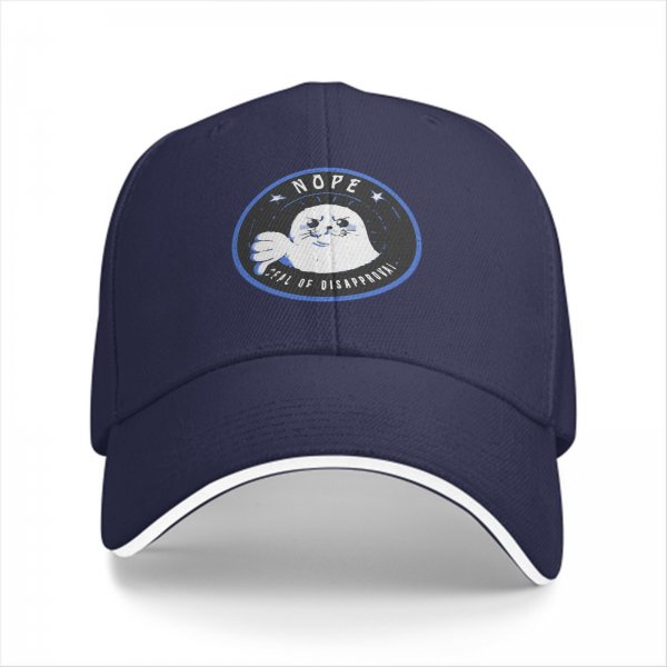 Black Baseball Cap With Nope Seal Of Disapproval Graphic