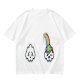 Oversized Olive T-Shirt With Sad Clouds And Rainbow Drip Graphic