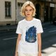 Olive T-Shirt With Blue Fantasy Monster Graphic Print