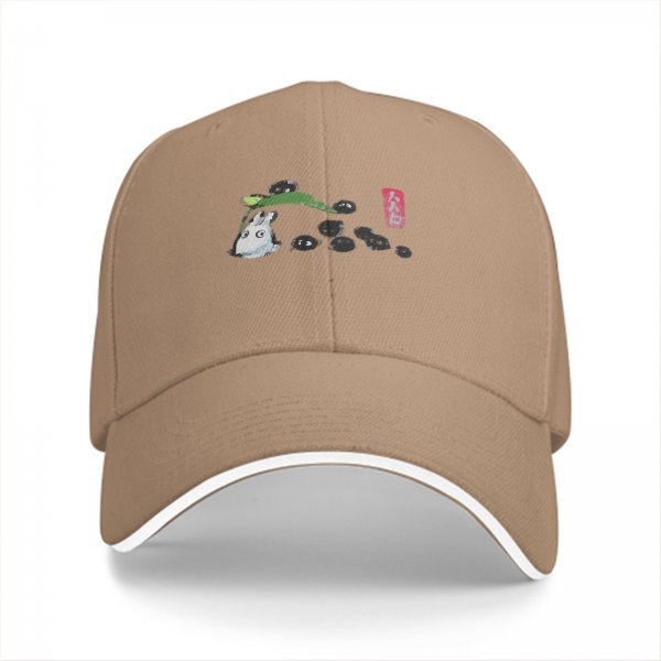 Black baseball cap with small forest spirit and soot sprite graphic