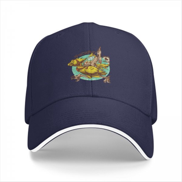 Black Baseball Cap With Chocobo Gaming Graphic Print