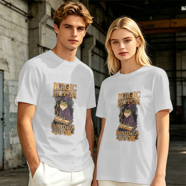 Magic Happens Inside A Book Frog Wizard Graphic T-Shirt