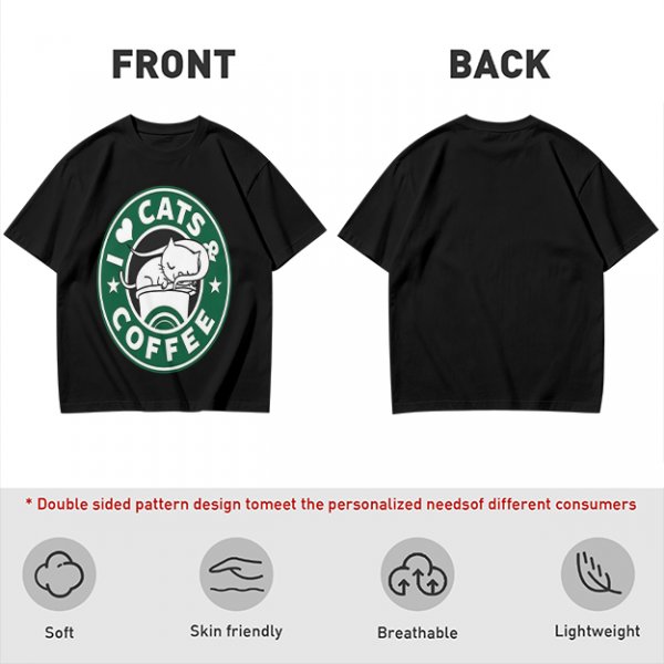 I Love Cats And Coffee Graphic T-Shirt