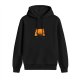 Black Hoodie With Angry Orange Cat Graphic Print