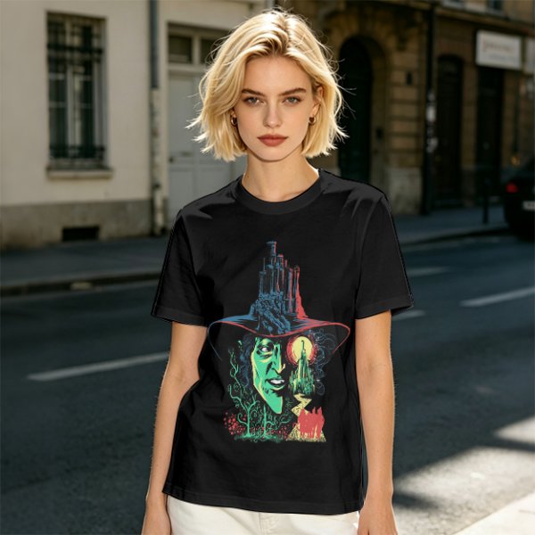 Olive T-Shirt with Wicked Witch of the West Emerald City Artwork