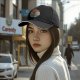 Black Baseball Cap With Retro Ramen Bowl Graphic Design