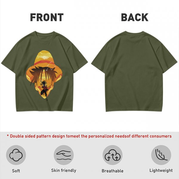 One Piece Luffy Straw Hat Sunset Graphic T-Shirt
